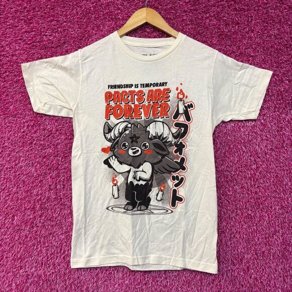 Black Matter Pacts Are Forever Baphomet Beige T-Shirt Small - Picture 1 of 4